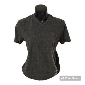 V•Neck Short Sleeve Shirt | Grey | American Eagle | XS